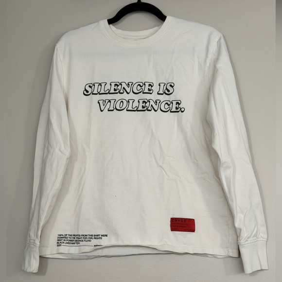 Off-White Long Sleeve Shirt with Statement Print, sz S - Picture 1 of 6